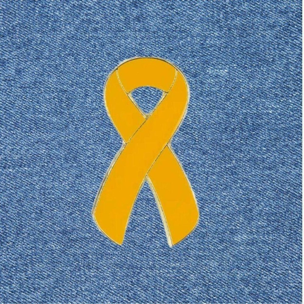 Yellow Awareness Ribbon Enamel Pin Gold Tone Support Cause Lapel Hat Accessory